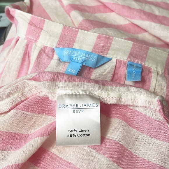 Draper James RSVP Blouse Linen Cotton Top Shirt Flutter Sleeve Shirred Smocked - Picture 13 of 16